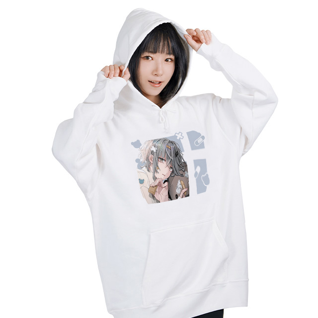 被検体くん。パーカー【白】-クマくん。と絆創膏-