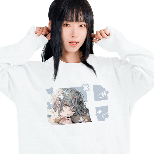 被検体くん。ロンT【白】-クマくん。と絆創膏-