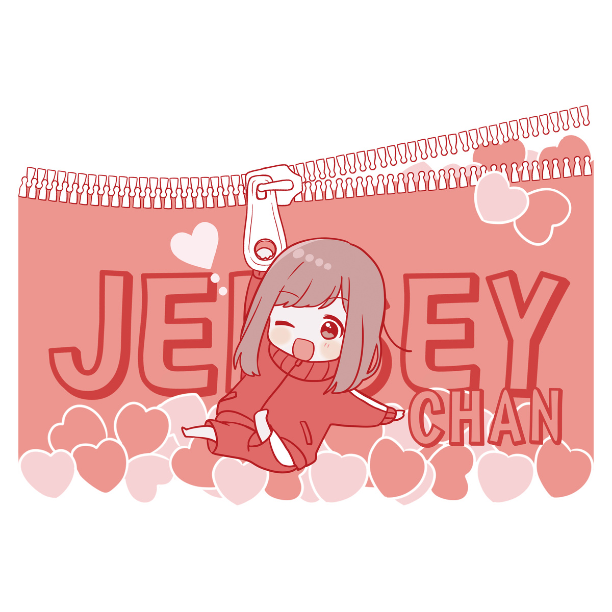 ジャージちゃんパーカー【白】-ハートZIP-