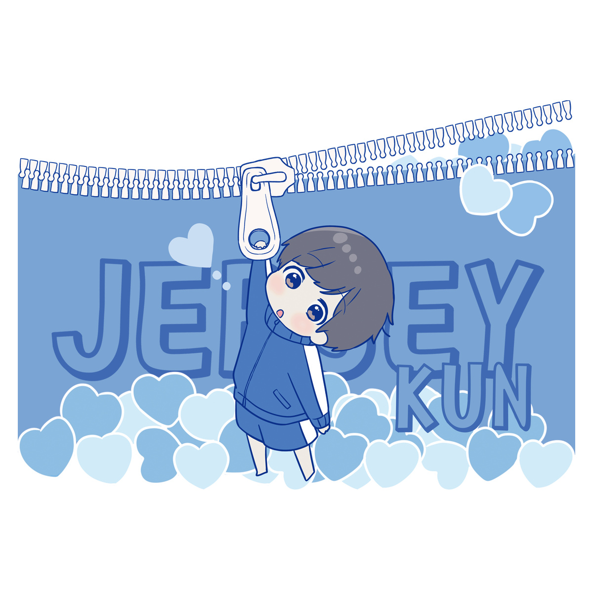 ジャージくんパーカー【白】-ハートZIP-