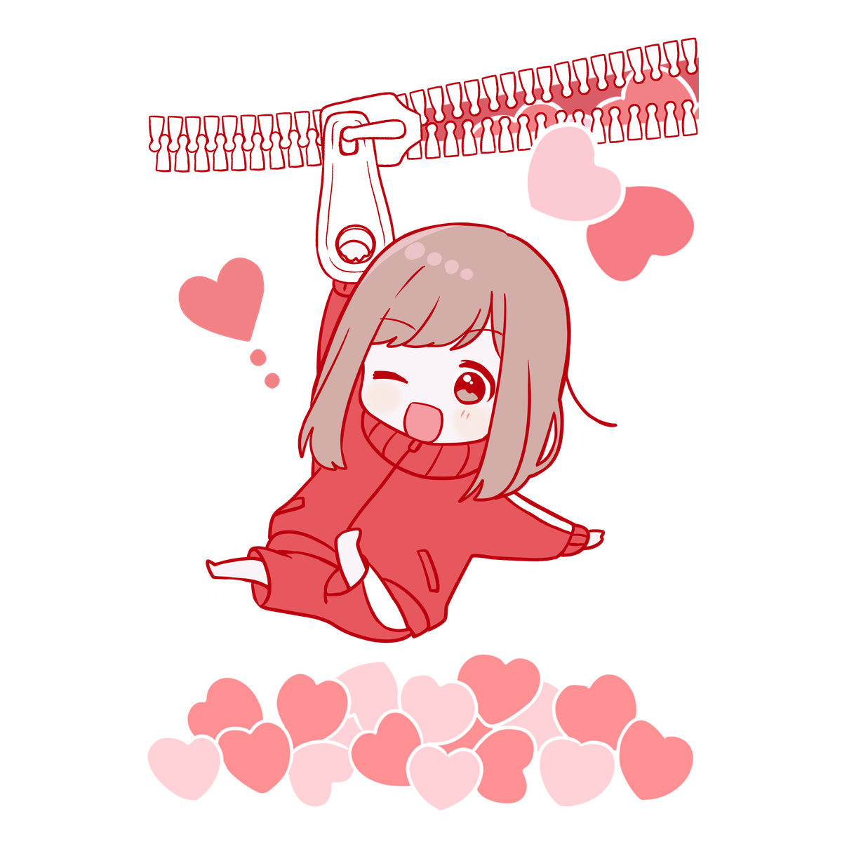 ジャージちゃんT【白】-ハートZIP-