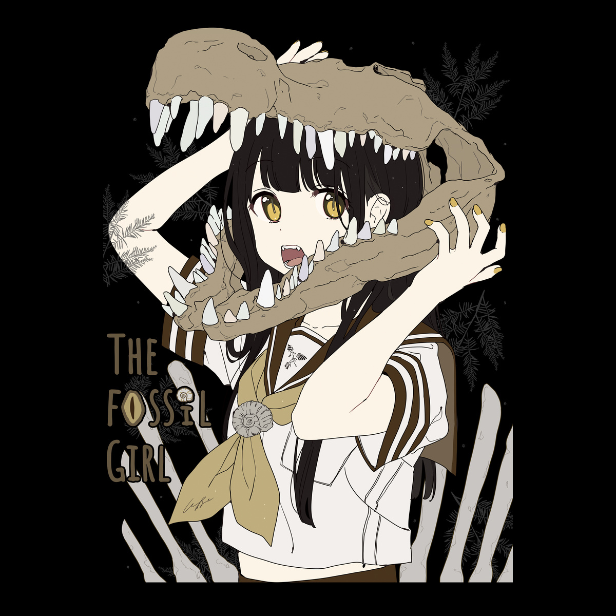 ぽむT【黒】 -THE FOSSIL GIRL-