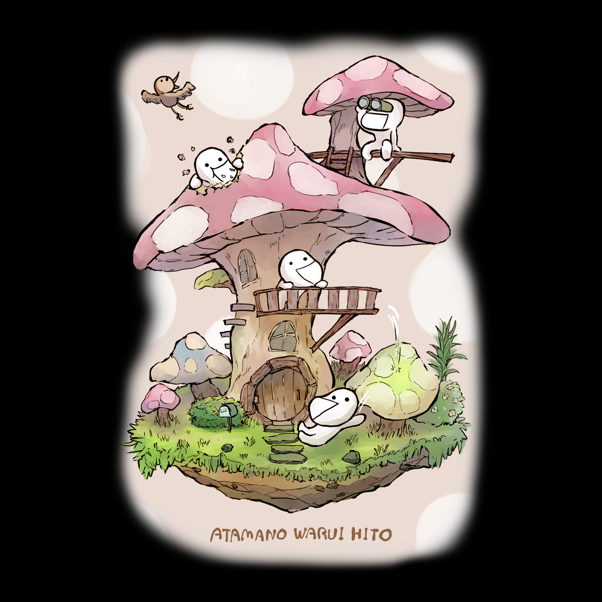 あたまのわるいひと【黒】Tシャツ3