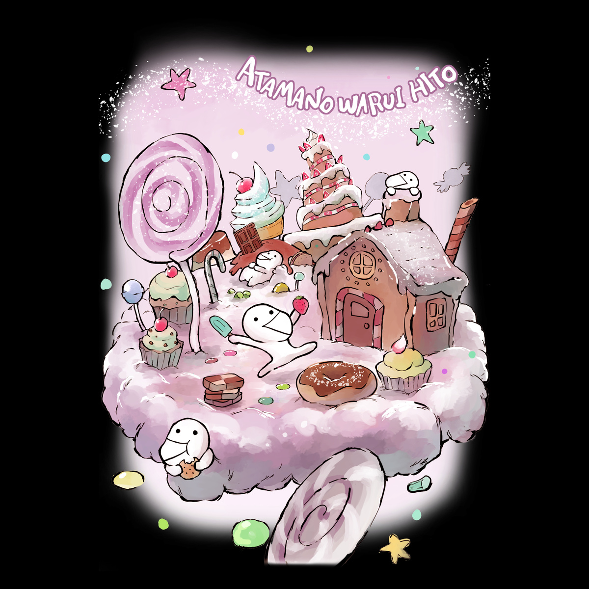 あたまのわるいひと【黒】Tシャツ6