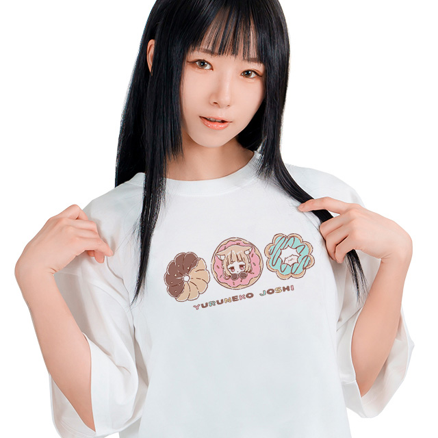 しろなっぱ ゆるねこ女子(ドーナツ)Tシャツ