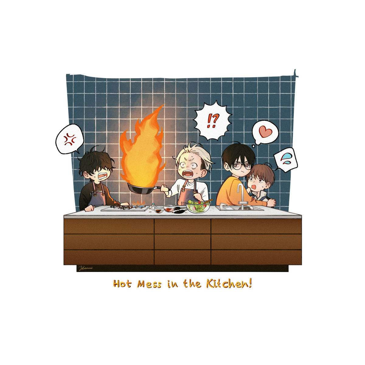 幽栖芽生T【白】-Hot Mess in the Kitchen!-
