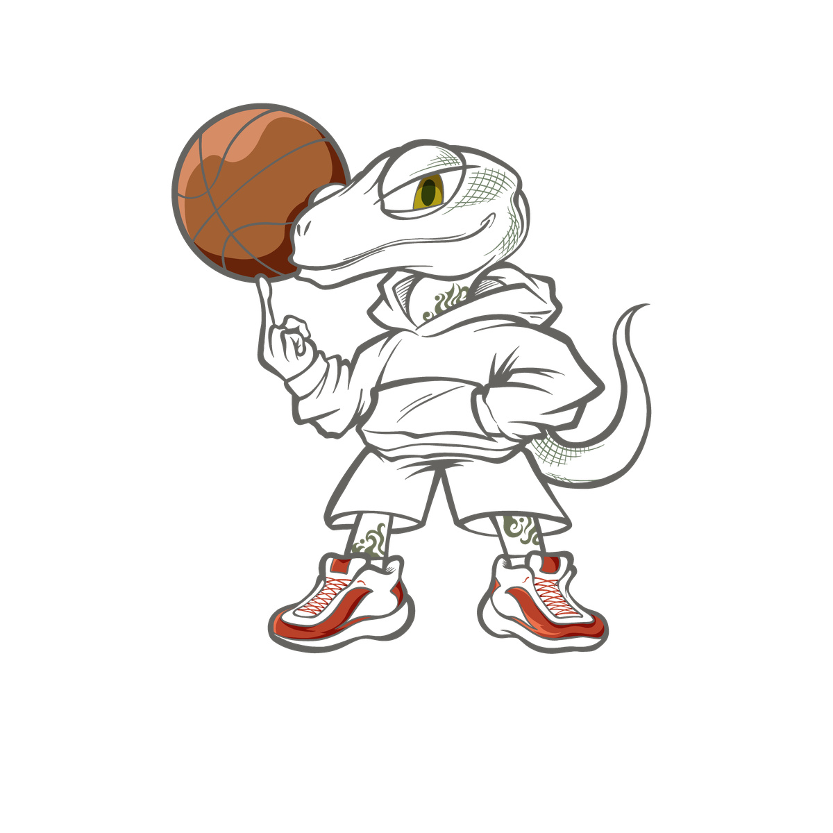 丸達磨T【トカゲ】-白-