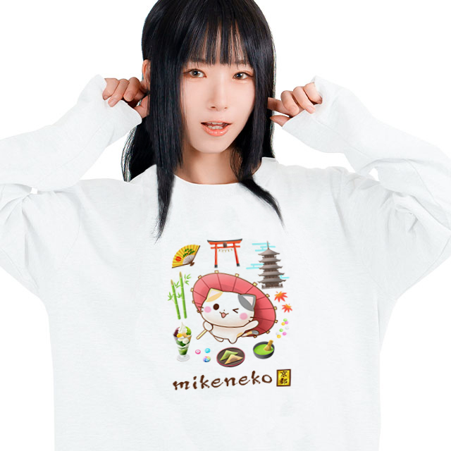 すみれぐみ商店ロンT【白】-京都の三毛猫さん-