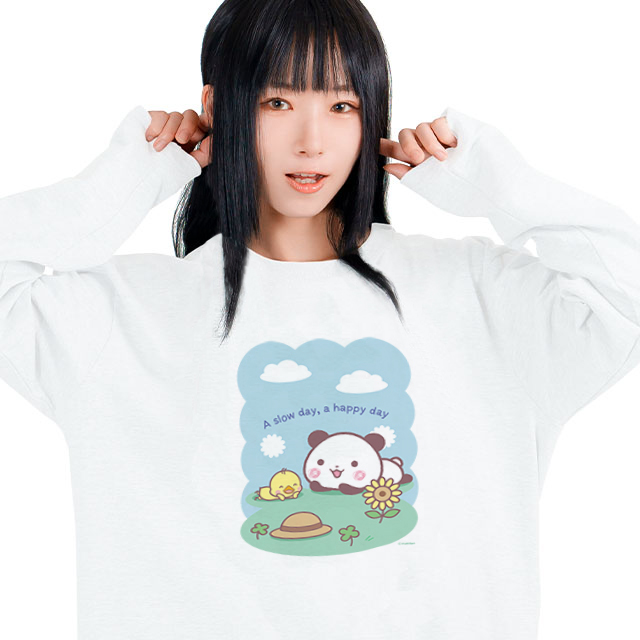 マキたんロンT【白】-パンダ&ひよこ-