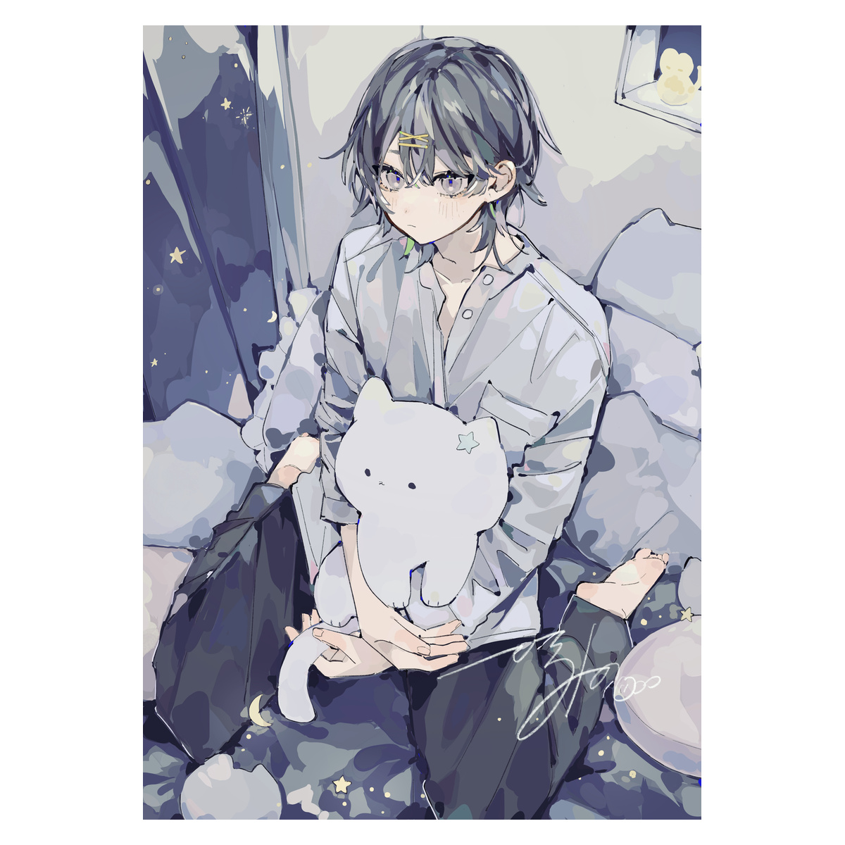 ひろみのむしT【白】-猫と女の子-